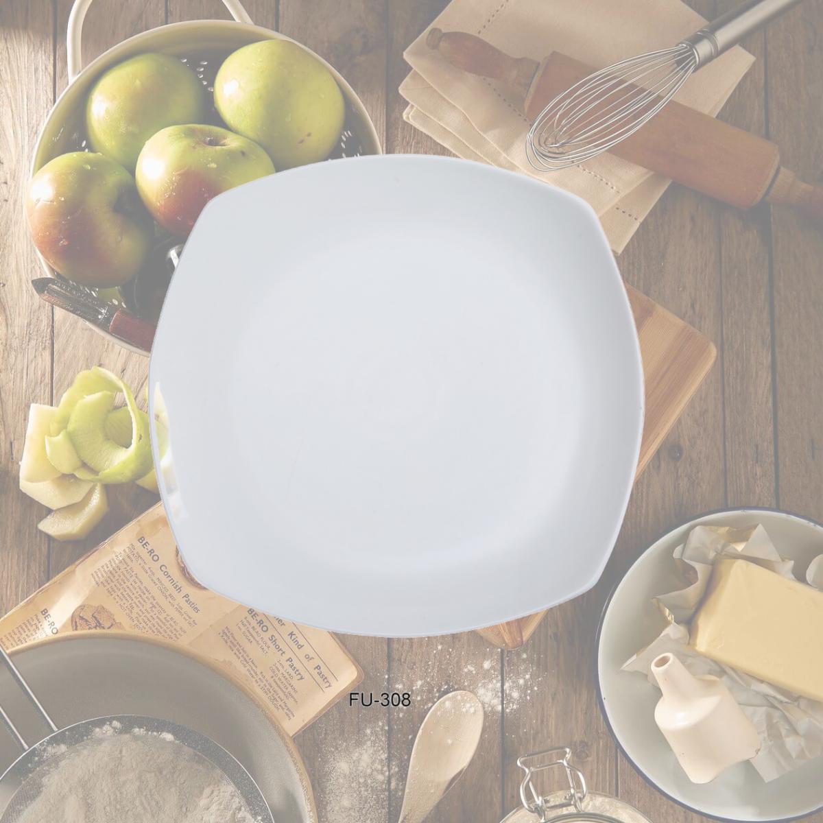 Picture of Yanco FU-308 Porcelain Fuji Square Flat Plate, Bone White - 8 x 8 in. - Pack of 36
