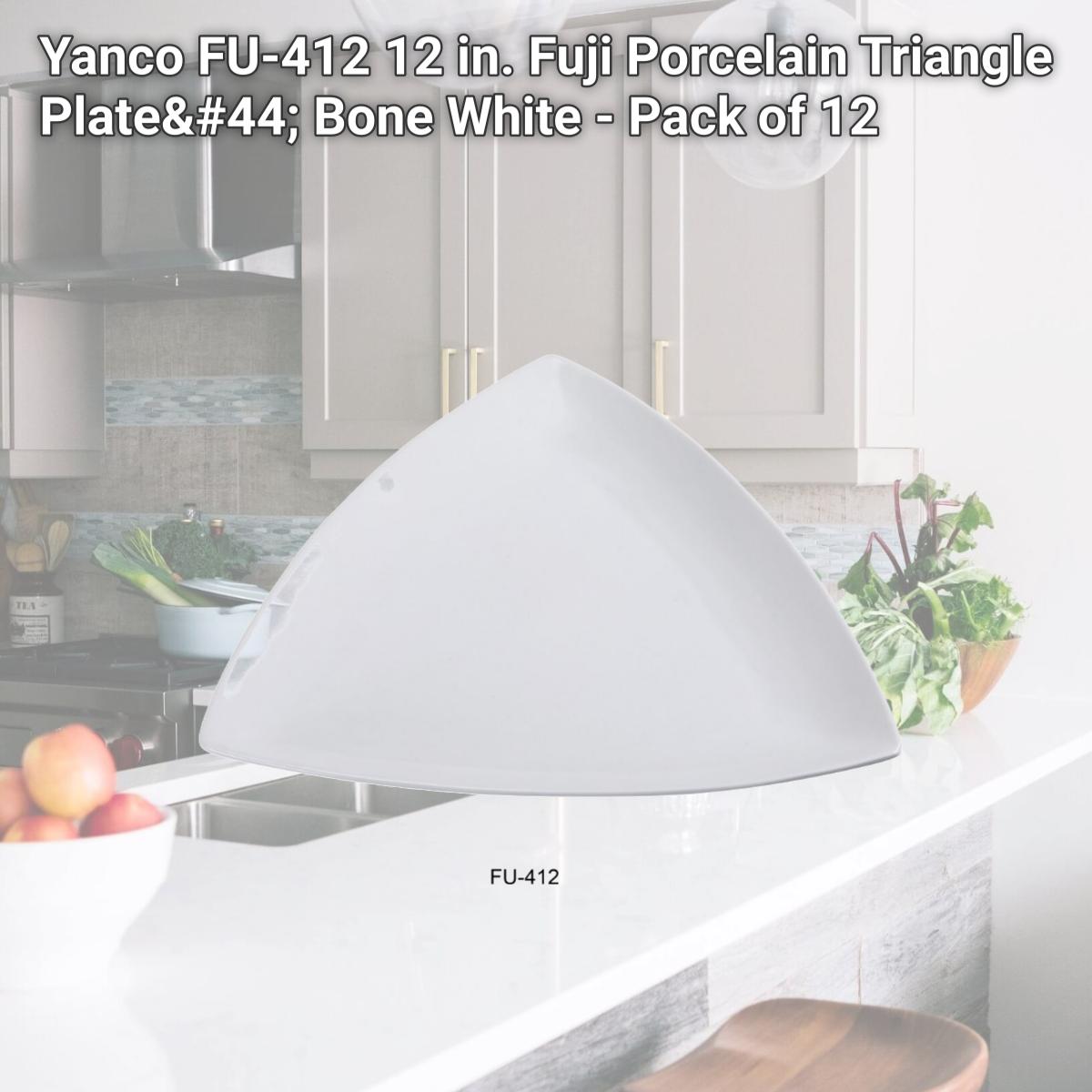 Picture of Yanco FU-412 12 in. Fuji Porcelain Triangle Plate, Bone White - Pack of 12