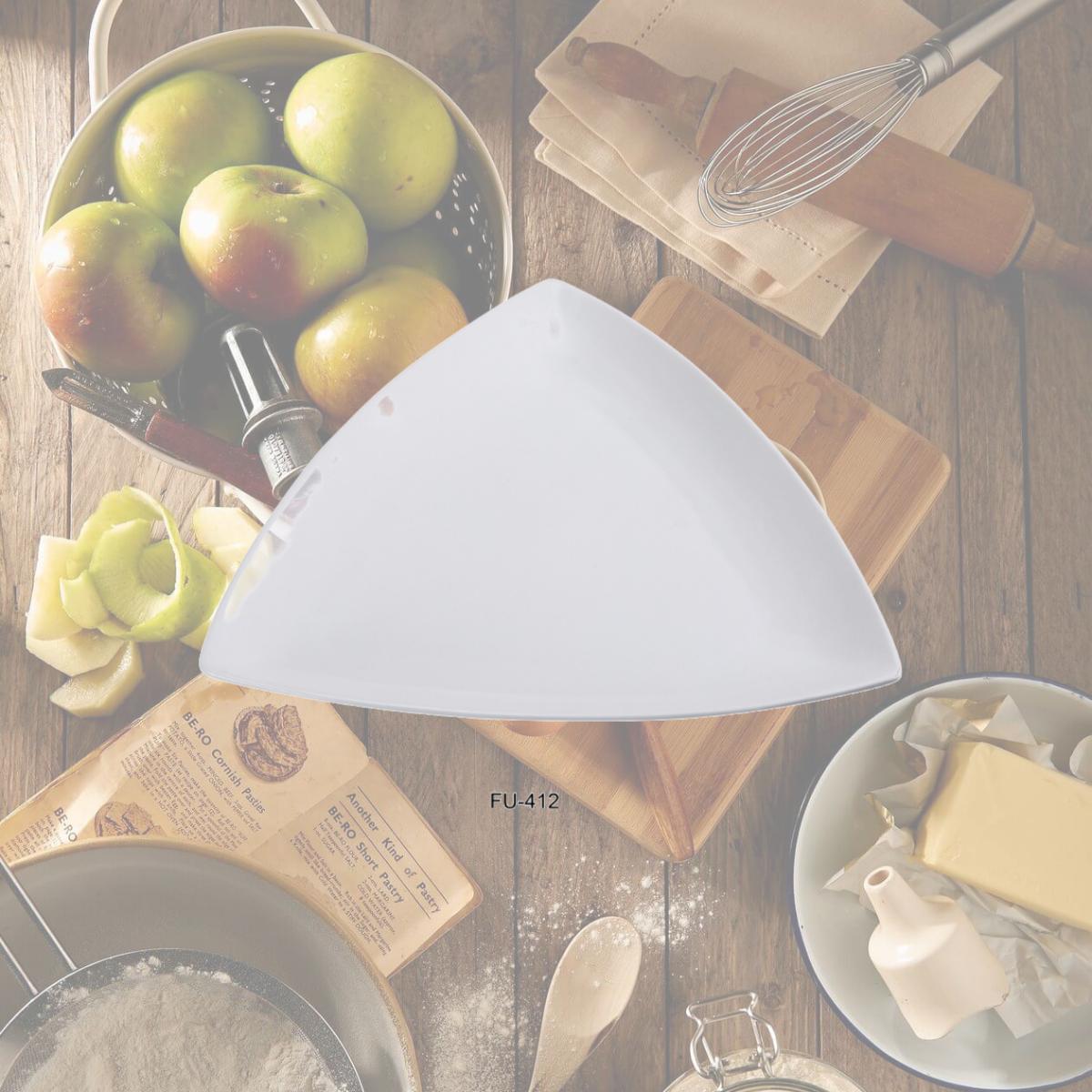 Picture of Yanco FU-412 12 in. Fuji Porcelain Triangle Plate, Bone White - Pack of 12