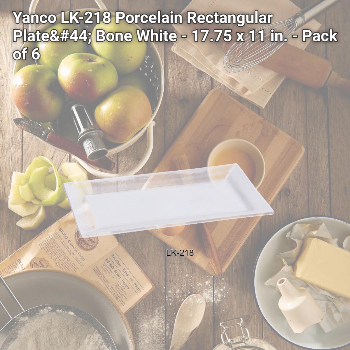 Picture of Yanco LK-218 Porcelain Rectangular Plate, Bone White - 17.75 x 11 in. - Pack of 6