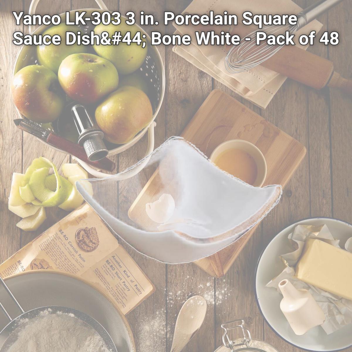 Picture of Yanco LK-303 3 in. Porcelain Square Sauce Dish, Bone White - Pack of 48