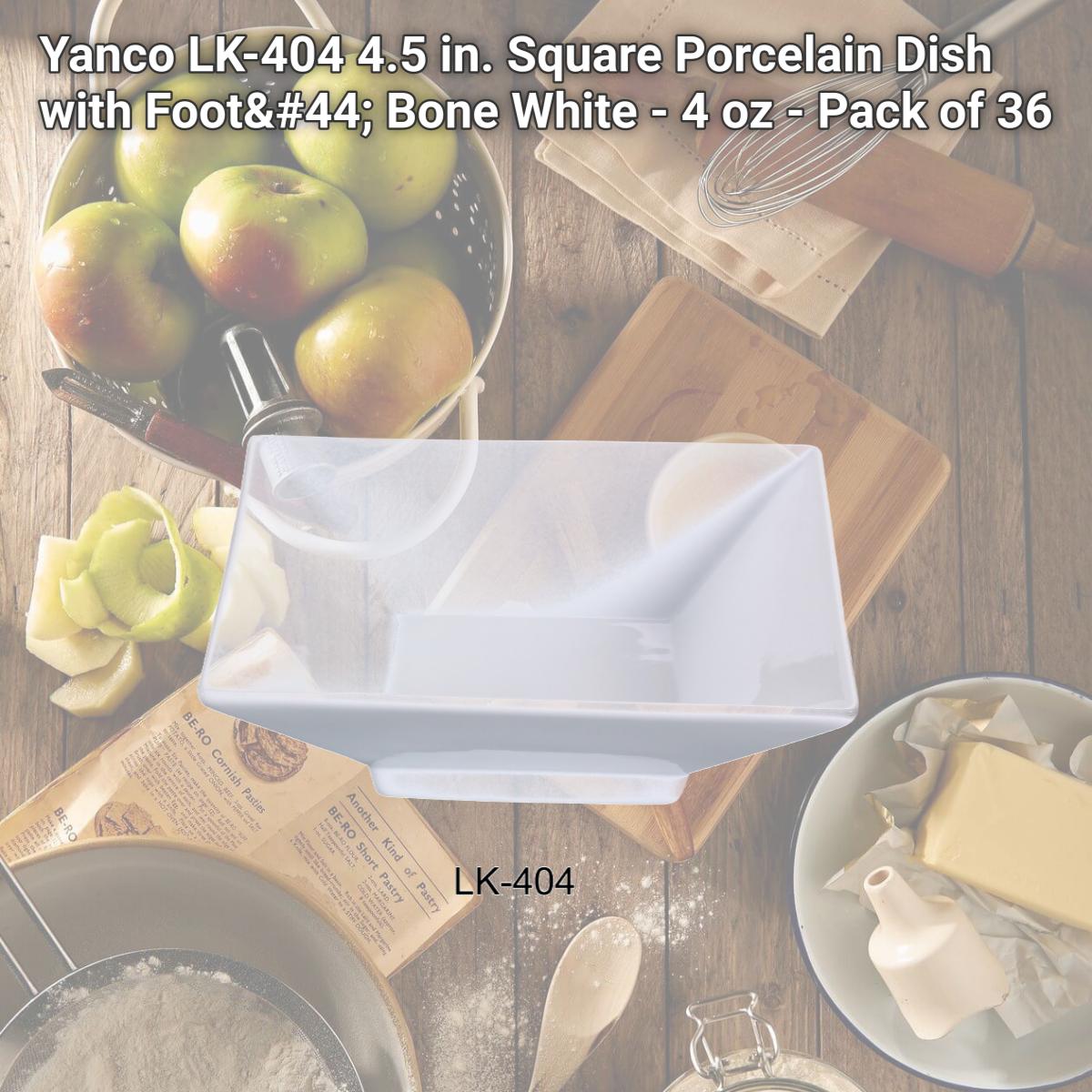 Picture of Yanco LK-404 4.5 in. Square Porcelain Dish with Foot, Bone White - 4 oz - Pack of 36