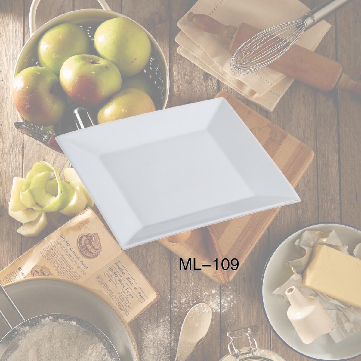 Picture of Yanco ML-109 9 in. Porcelain Square Plate, Super White - Pack of 24
