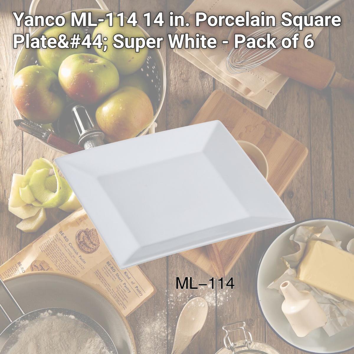 Picture of Yanco ML-114 14 in. Porcelain Square Plate, Super White - Pack of 6