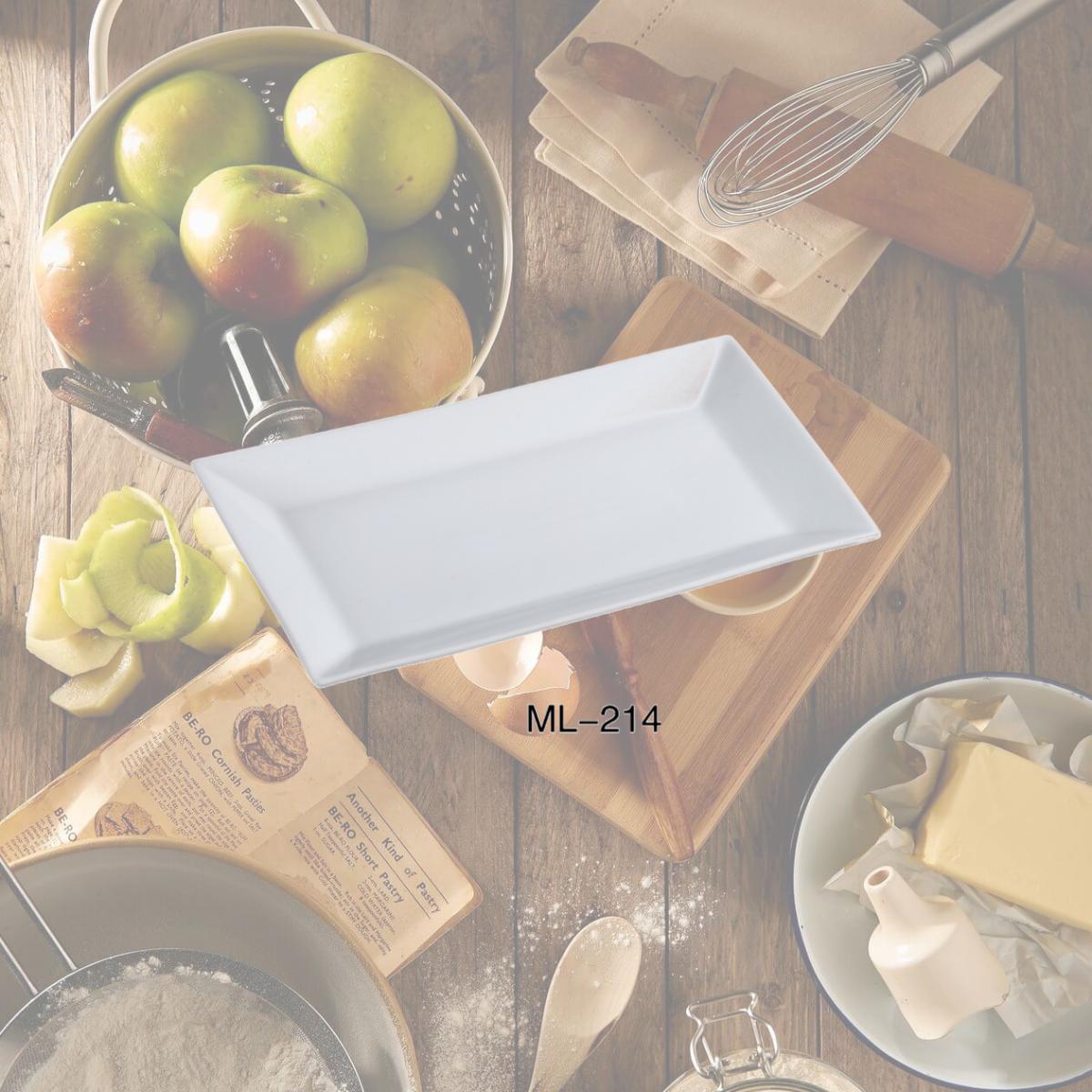 Picture of Yanco ML-214 Porcelain Rectangular Plate, Super White - 14 x 8 in. - Pack of 12