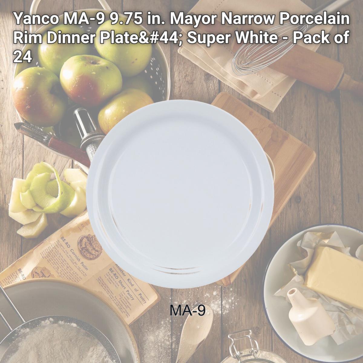 Picture of Yanco MA-9 9.75 in. Mayor Narrow Porcelain Rim Dinner Plate, Super White - Pack of 24
