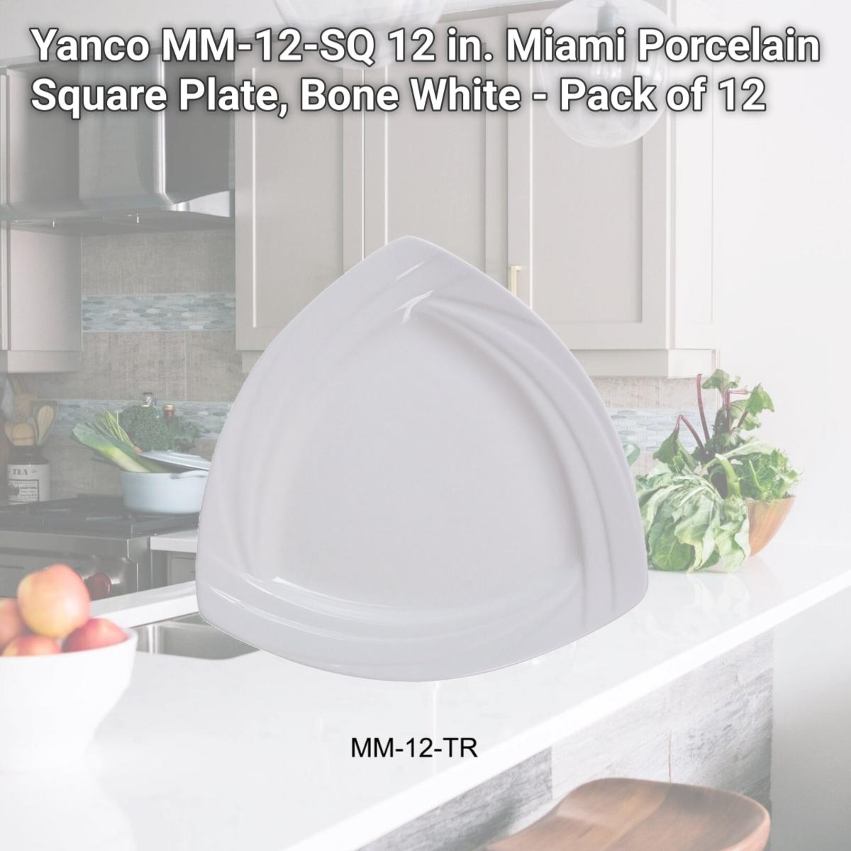 Picture of Yanco MM-12-SQ 12 in. Miami Porcelain Square Plate, Bone White - Pack of 12