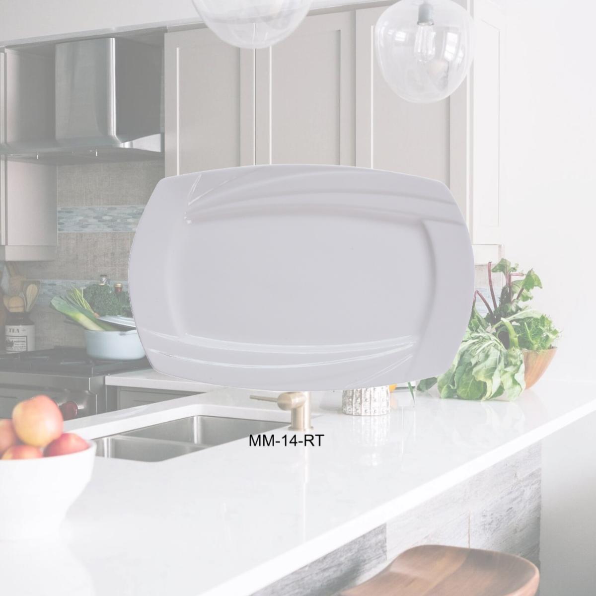 Picture of Yanco MM-14-RT Porcelain Miami Rectangular Plate, Bone White - 14 x 9 in. - Pack of 12