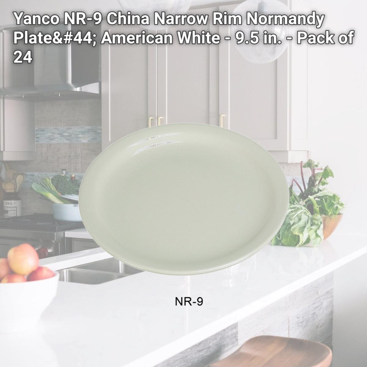 Picture of Yanco NR-9 China Narrow Rim Normandy Plate, American White - 9.5 in. - Pack of 24
