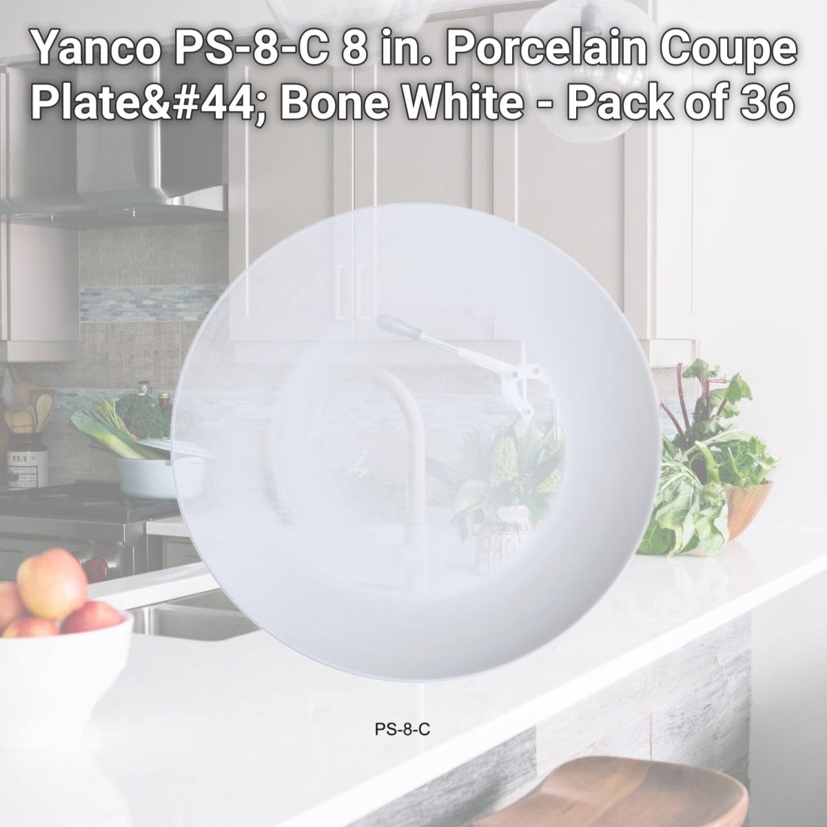 Picture of Yanco PS-8-C 8 in. Porcelain Coupe Plate, Bone White - Pack of 36
