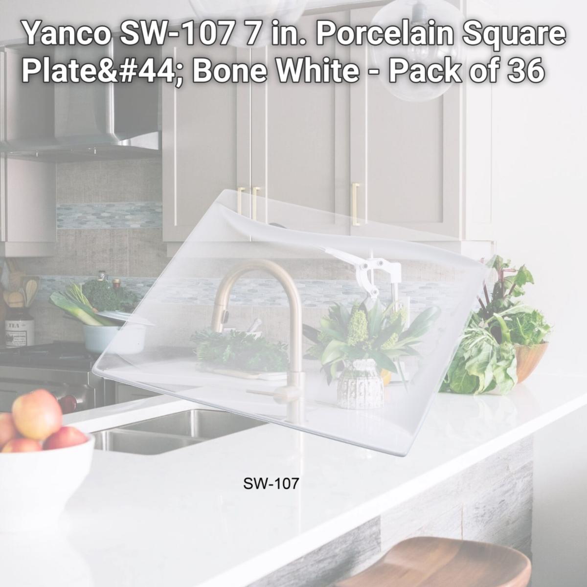 Picture of Yanco SW-107 7 in. Porcelain Square Plate, Bone White - Pack of 36
