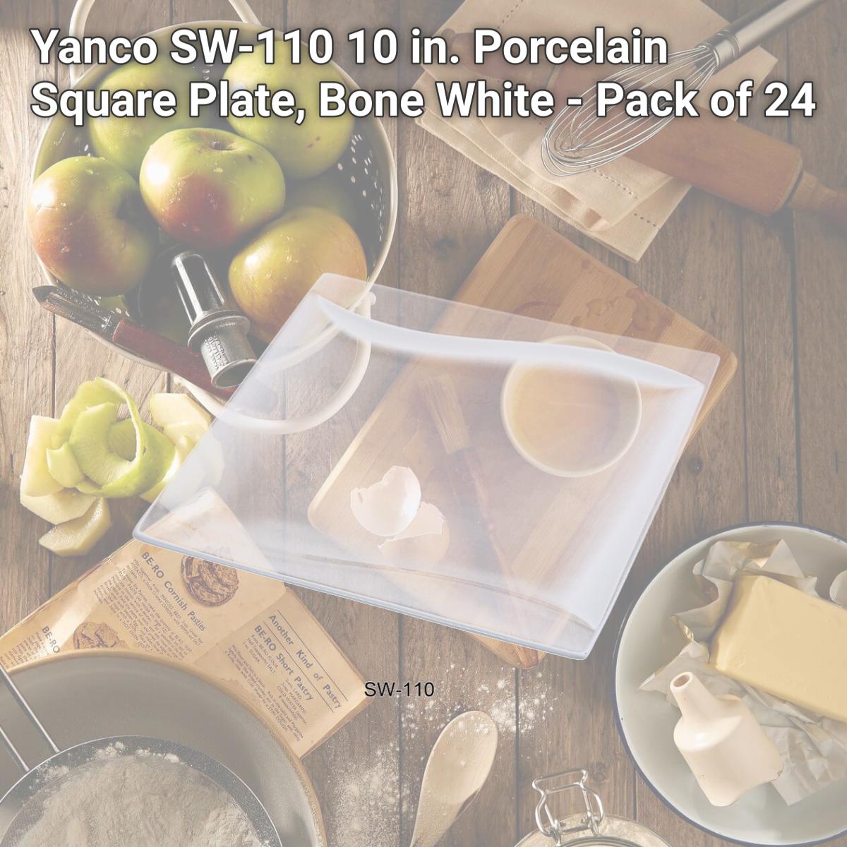 Picture of Yanco SW-110 10 in. Porcelain Square Plate, Bone White - Pack of 24