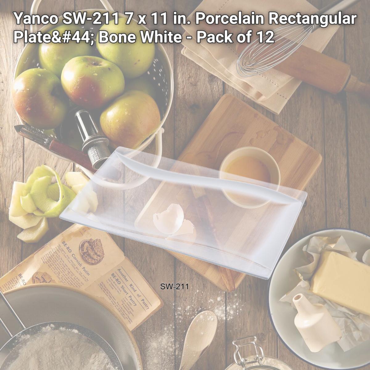 Picture of Yanco SW-211 7 x 11 in. Porcelain Rectangular Plate, Bone White - Pack of 12
