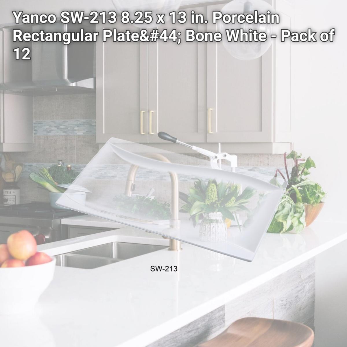 Picture of Yanco SW-213 8.25 x 13 in. Porcelain Rectangular Plate, Bone White - Pack of 12