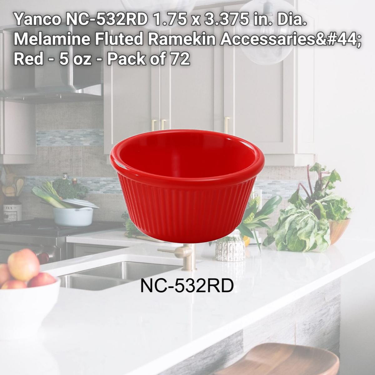 Picture of Yanco NC-532RD 1.75 x 3.375 in. Dia. Melamine Fluted Ramekin Accessaries, Red - 5 oz - Pack of 72