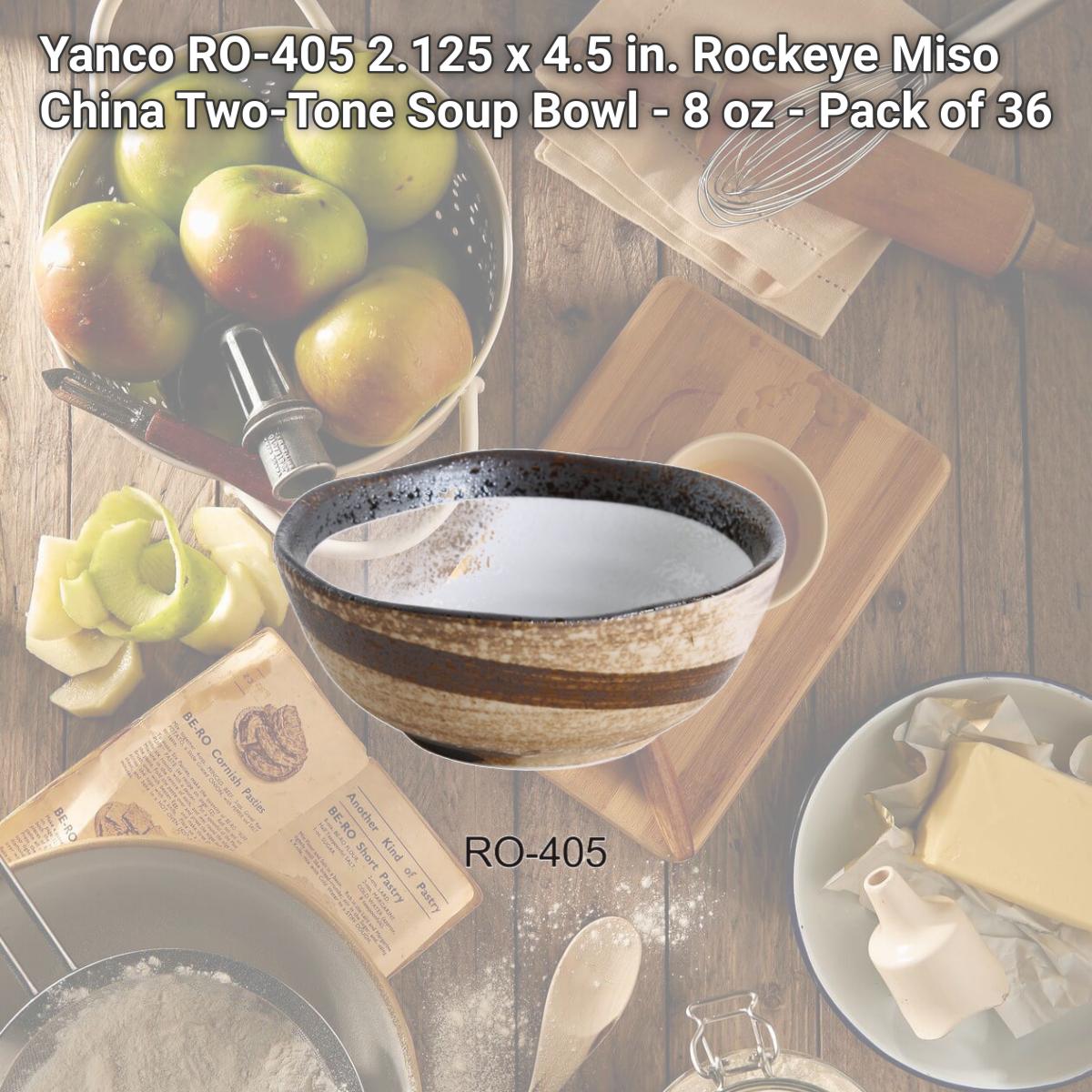 Picture of Yanco RO-405 2.125 x 4.5 in. Rockeye Miso China Two-Tone Soup Bowl - 8 oz - Pack of 36