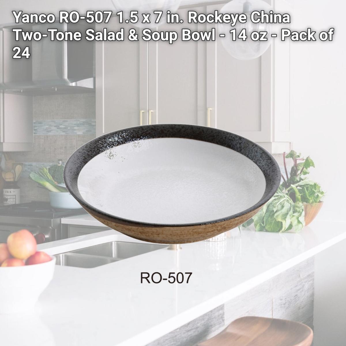 Picture of Yanco RO-507 1.5 x 7 in. Rockeye China Two-Tone Salad & Soup Bowl - 14 oz - Pack of 24