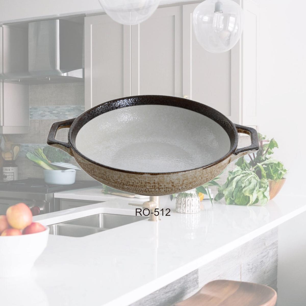 Picture of Yanco RO-512 11.5 x 8.75 x 2.25 in. Rockeye China Two-Tone Bowl with Handle - 40 oz - Pack of 12