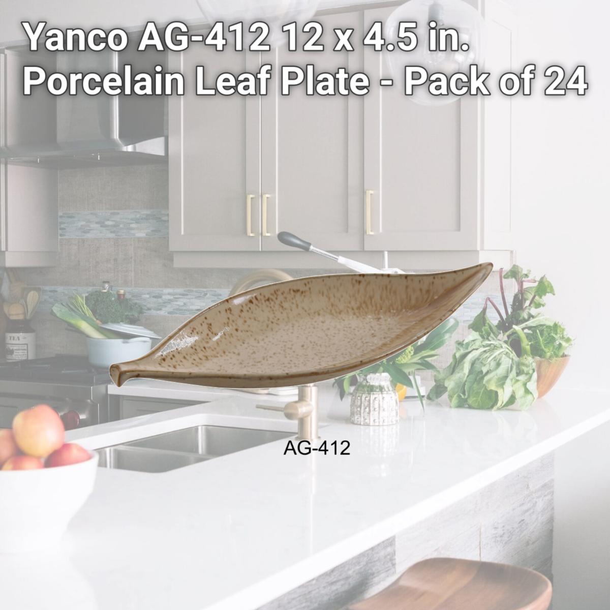 Picture of Yanco AG-412 12 x 4.5 in. Porcelain Leaf Plate - Pack of 24