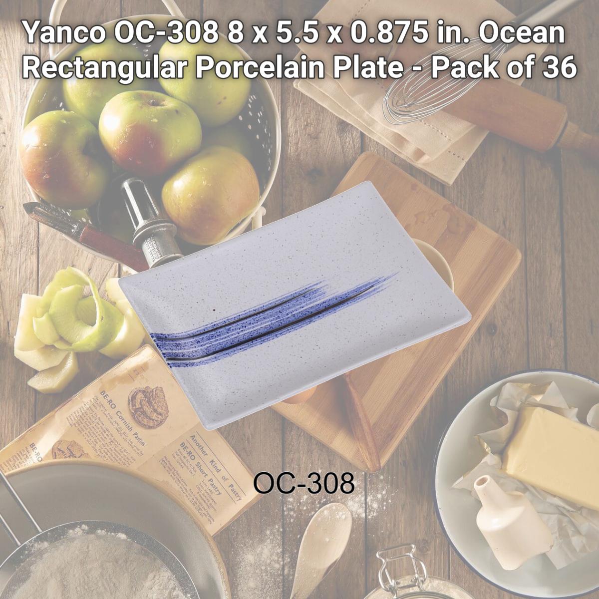 Picture of Yanco OC-308 8 x 5.5 x 0.875 in. Ocean Rectangular Porcelain Plate - Pack of 36