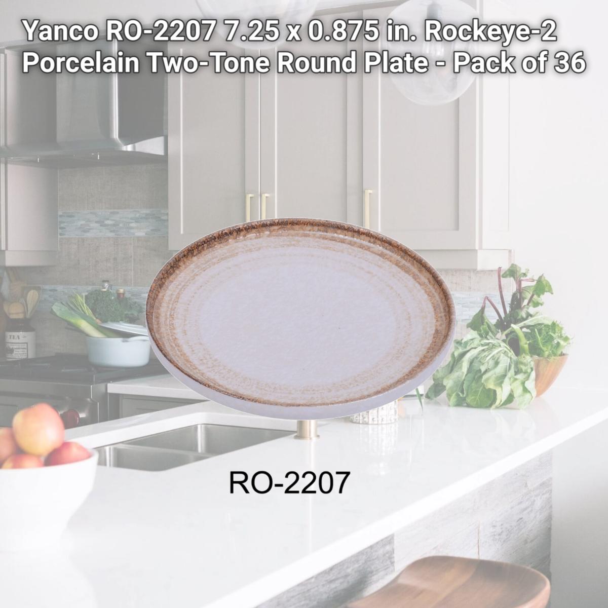 Picture of Yanco RO-2207 7.25 x 0.875 in. Rockeye-2 Porcelain Two-Tone Round Plate - Pack of 36