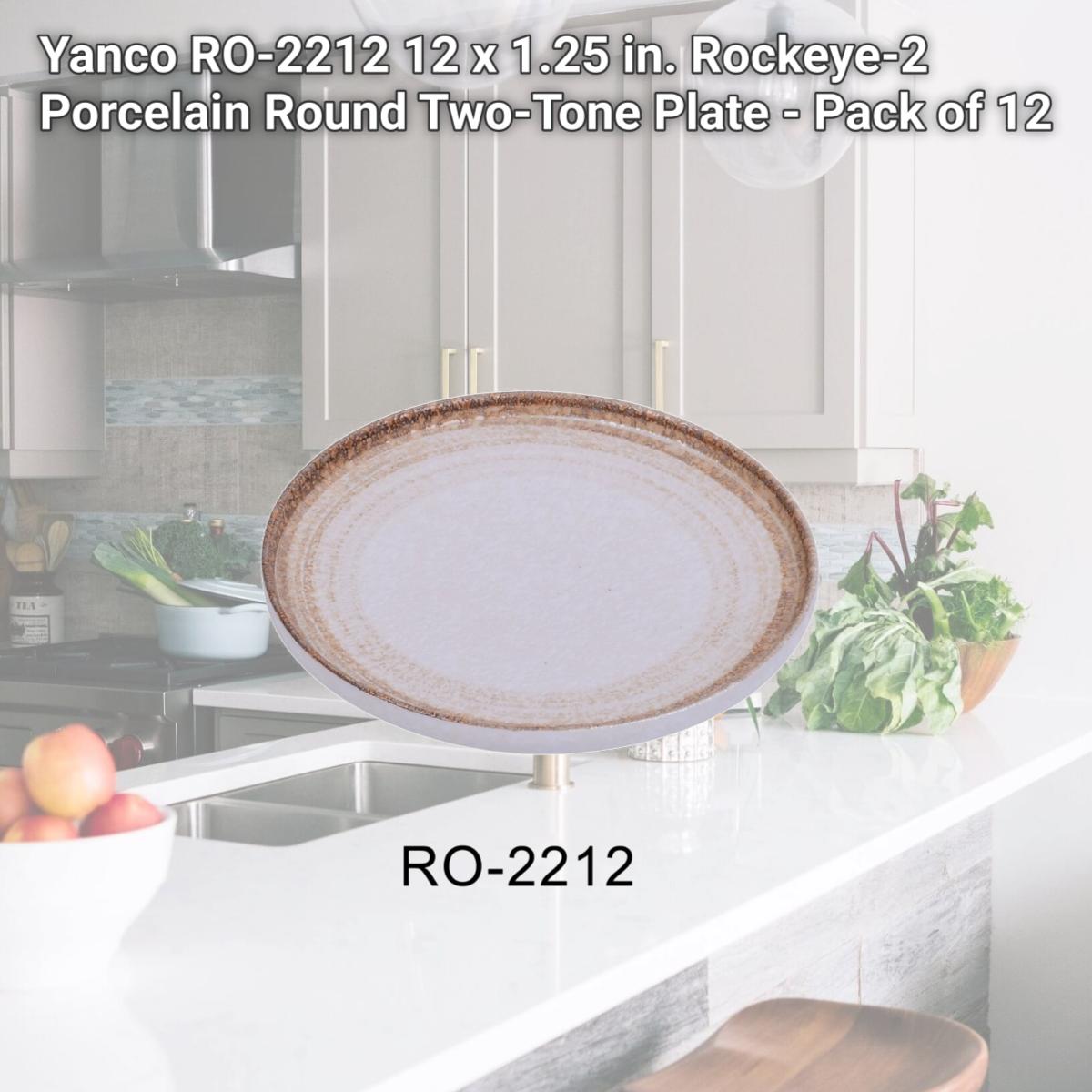 Picture of Yanco RO-2212 12 x 1.25 in. Rockeye-2 Porcelain Round Two-Tone Plate - Pack of 12