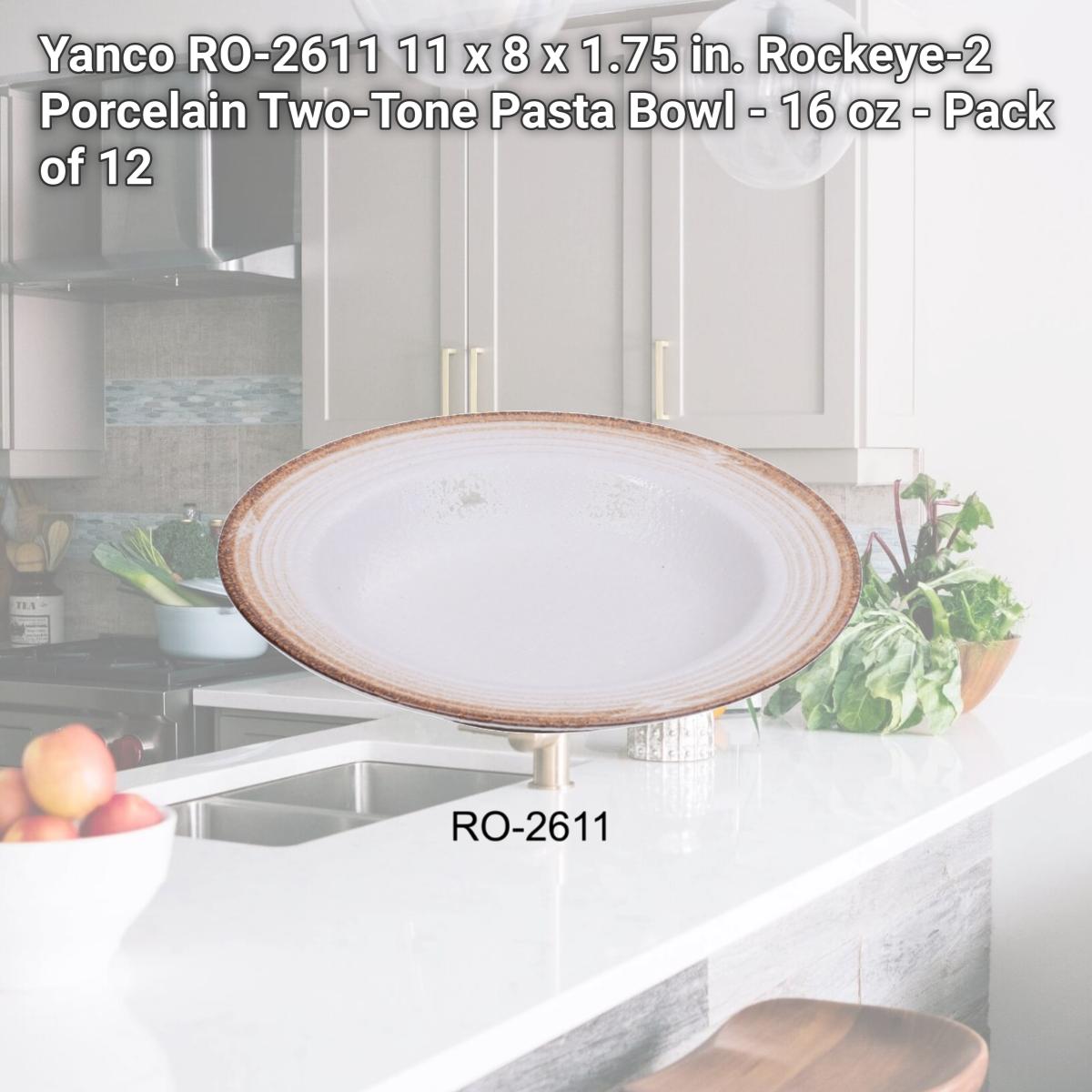 Picture of Yanco RO-2611 11 x 8 x 1.75 in. Rockeye-2 Porcelain Two-Tone Pasta Bowl - 16 oz - Pack of 12