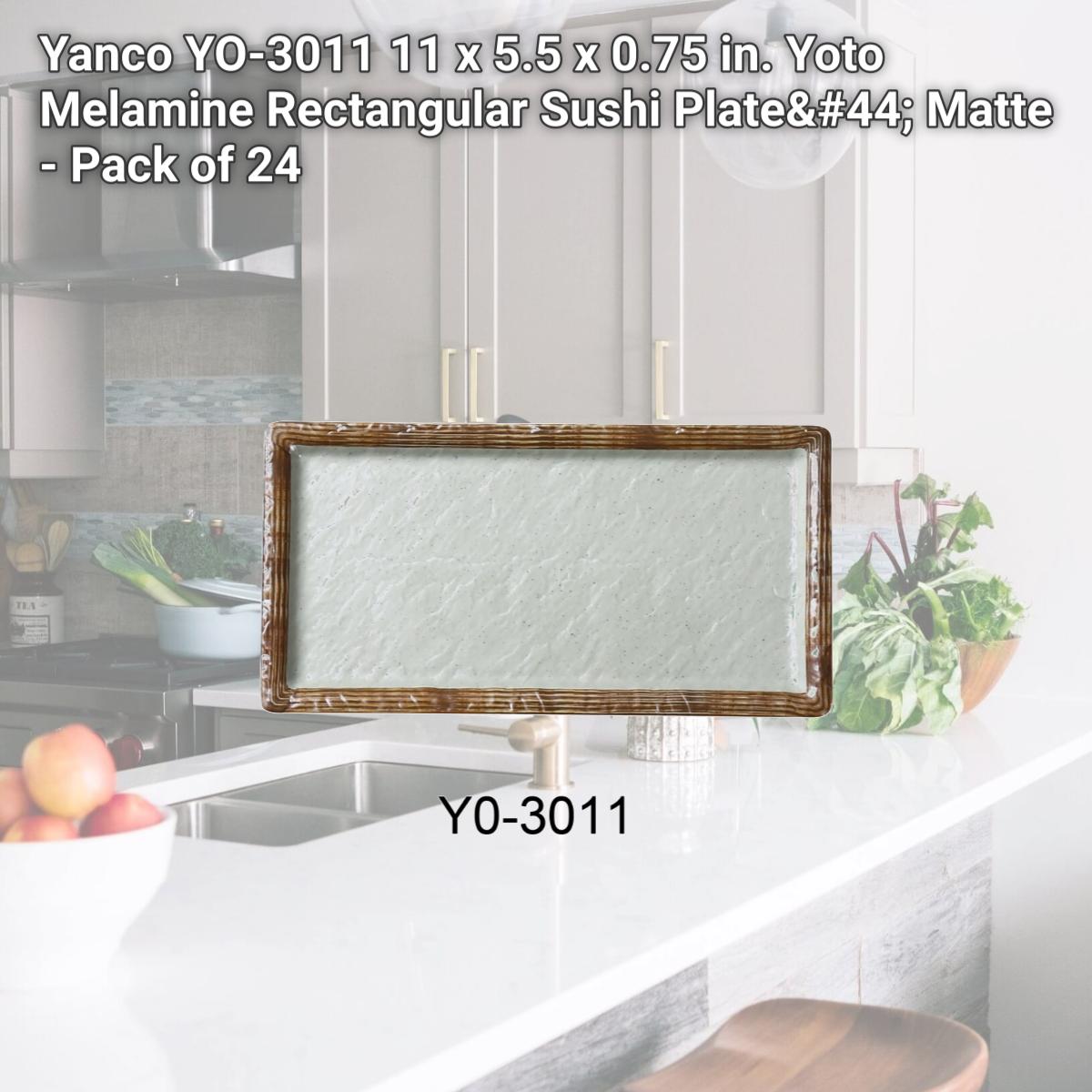 Picture of Yanco YO-3011 11 x 5.5 x 0.75 in. Yoto Melamine Rectangular Sushi Plate, Matte - Pack of 24