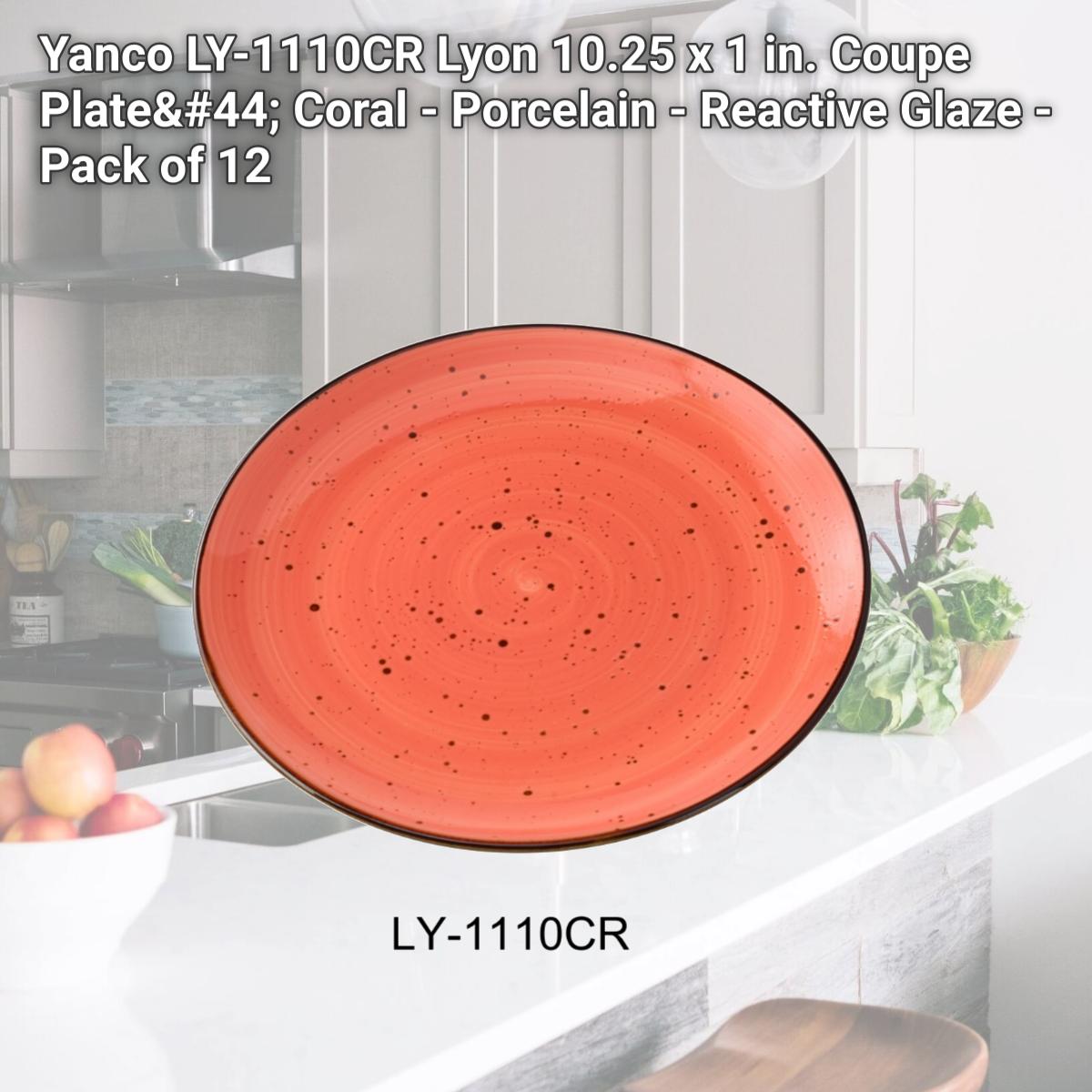 Picture of Yanco LY-1110CR Lyon 10.25 x 1 in. Coupe Plate, Coral - Porcelain - Reactive Glaze - Pack of 12