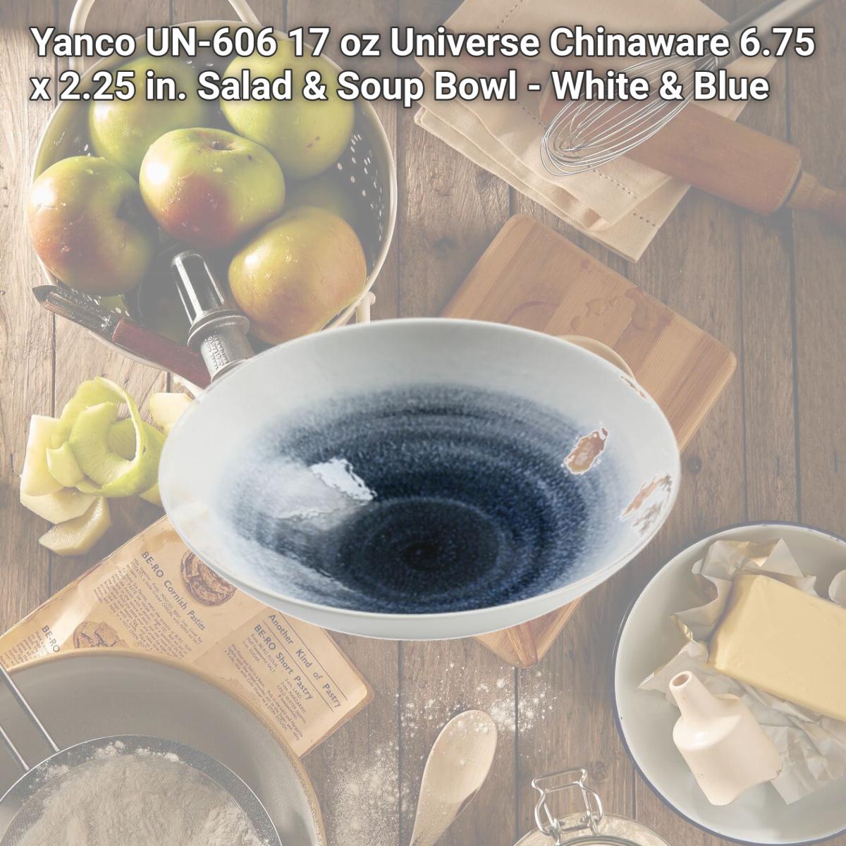 Picture of Yanco UN-606 17 oz Universe Chinaware 6.75 x 2.25 in. Salad & Soup Bowl - White & Blue