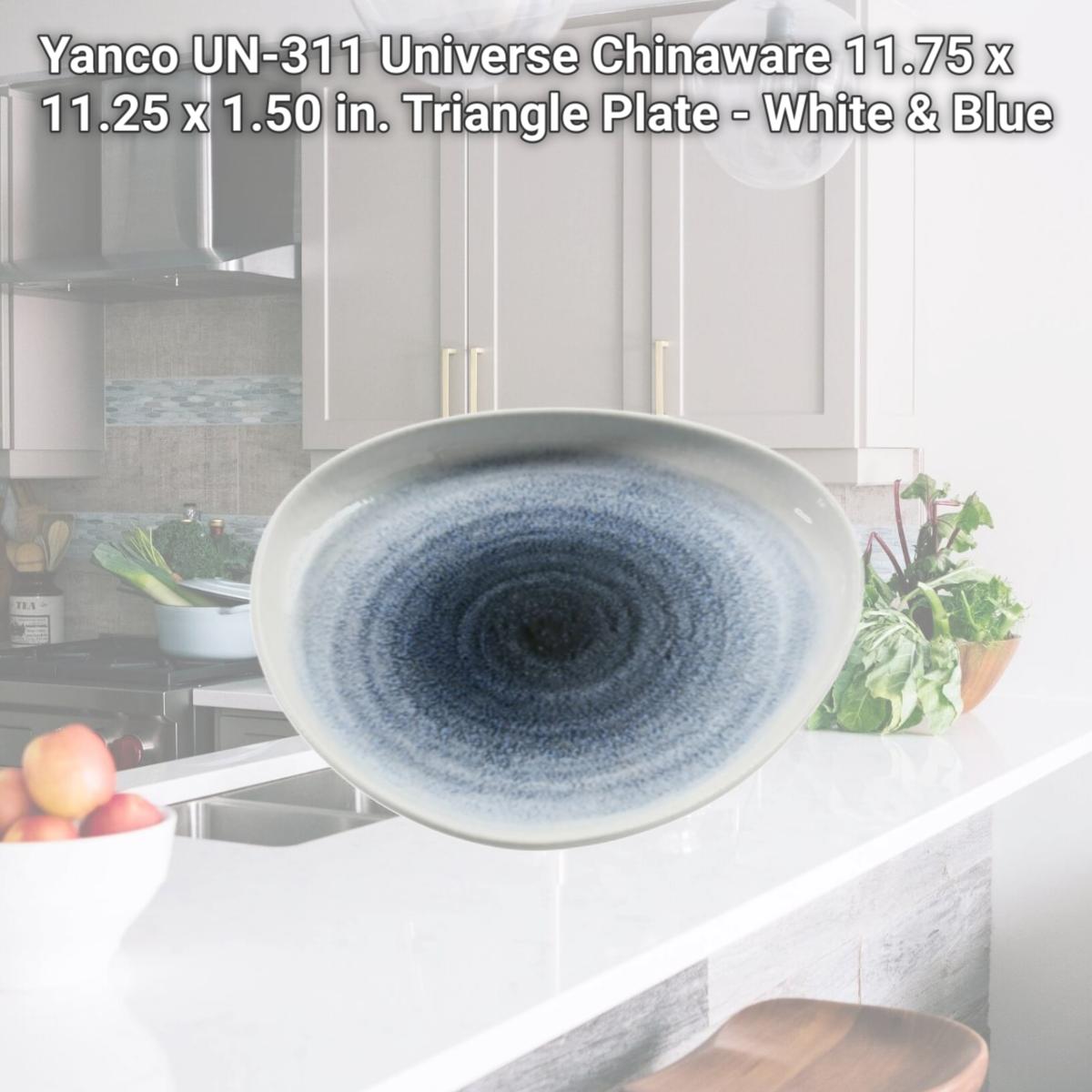 Picture of Yanco UN-311 Universe Chinaware 11.75 x 11.25 x 1.50 in. Triangle Plate - White & Blue