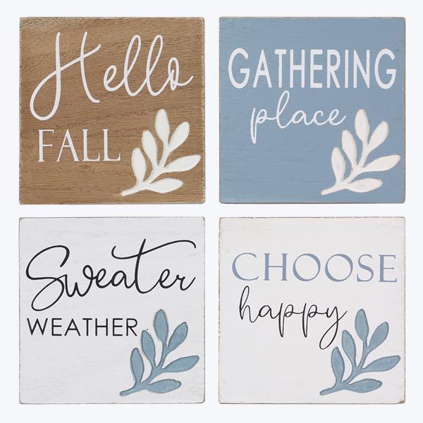 UPC 096587020173 product image for 02017 Wood Square Tabletop Fall Sign - 4 Assorted | upcitemdb.com