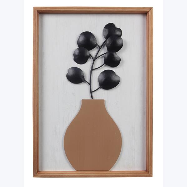 UPC 096587122082 product image for 12208 18.5 in. Wood Natural Home Wall Decor with Metal Leaves | upcitemdb.com