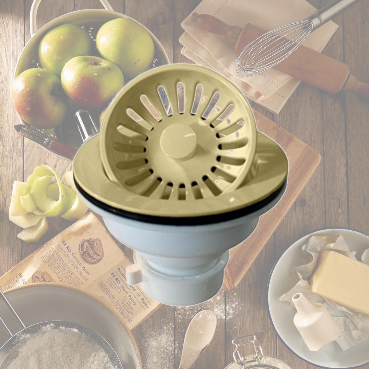 Picture of Westbrass D2143P-51 3.25 in. Push-Pull Basket Strainer in Almond