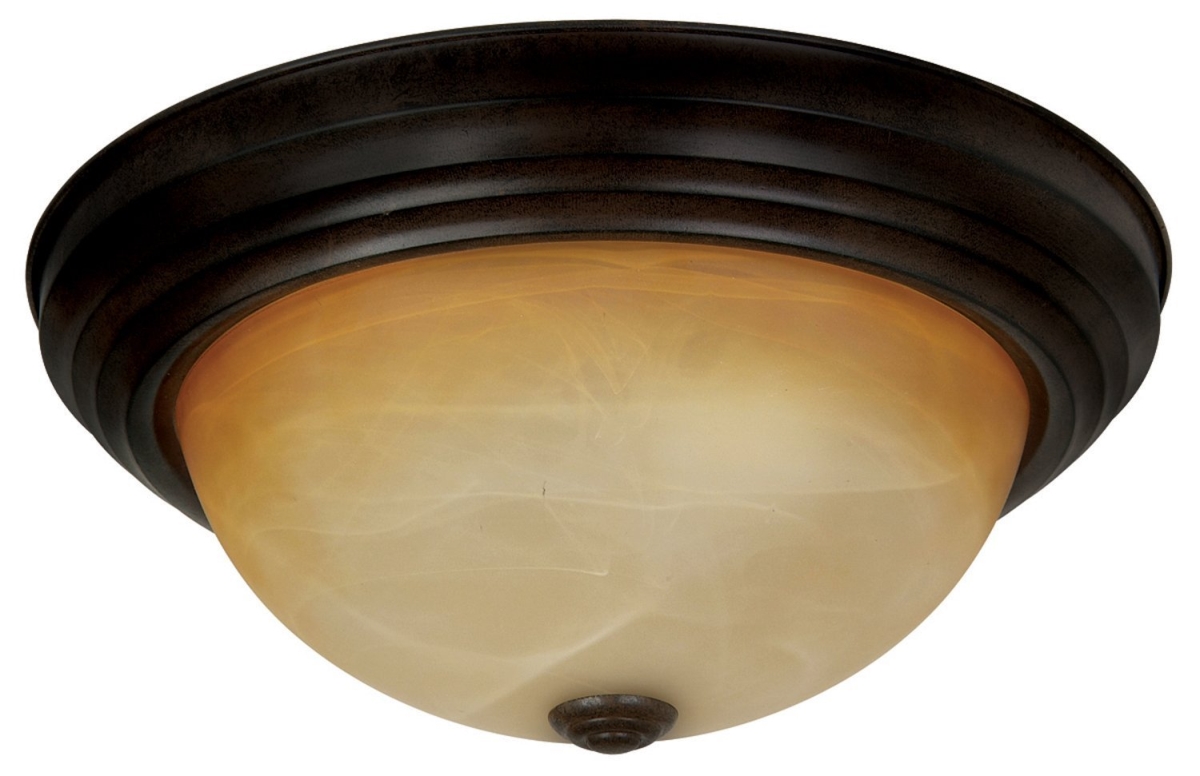 Jk102-13vb 13 In. Flushmount With Amber Glass Shade