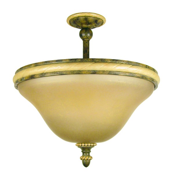 6353-2gs 2 Light Semi-flush Mount, Grecian Stone With Honey Parchment Glass