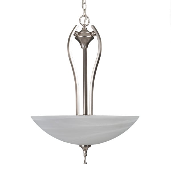 1351-3sn 3 Light Pendant, Satin Nickel - Ivory Cloud Glass