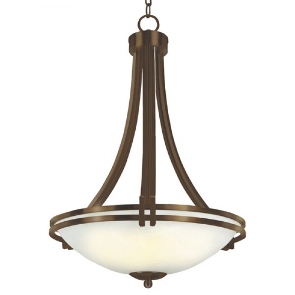 98351-3db 3 Light Pendant, Dark Brown With Frosted Alabaster Glass