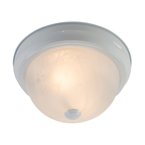 Jk101-11wh 11 In. 2 Light Flush Mount, White With White Alabaster Glass