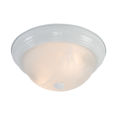 Jk102-13wh 13 In. 2 Light Flush Mount, White With White Alabaster Glass