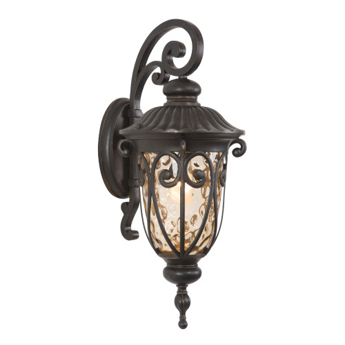 519mdiorb 1 Light Exterior Light, Oil Rubbed Bronze With Gold Stone Glass