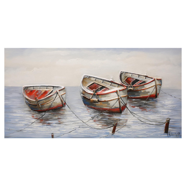3130045 Rowboat Harmony I Hand Painted On Canvas, Mutlicolor