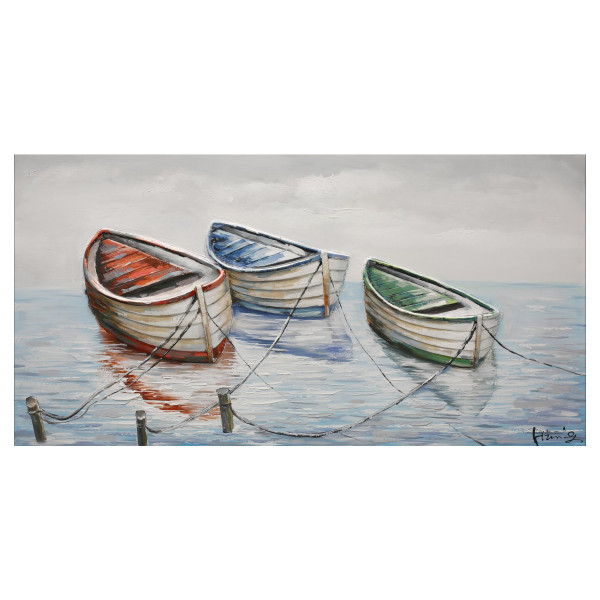 3130046 Rowboat Harmony Ii Hand Painted On Canvas, Mutlicolor