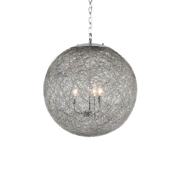 120023313 3-light Contemporary Chandelier, Chrome - 24.75 X 22 X 22 In.