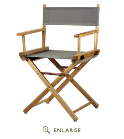 200-00-021-18 18 In. Directors Chair Natural Frame With Gray Canvas