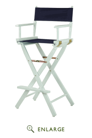 230-01-021-10 30 In. Directors Chair White Frame With Navy Blue Canvas