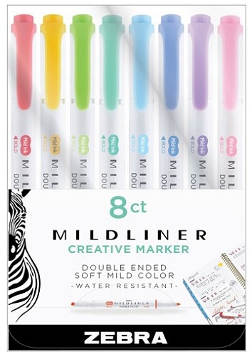 78108 Double Ended Highlighter, Assorted Color - 8 Per Pack - Pack Of 6