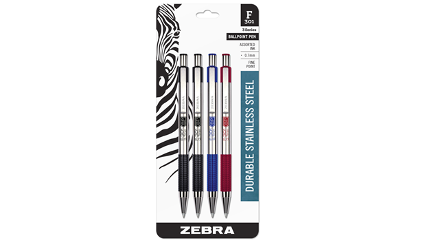 27104 0.7 Mm F-301 Retractable Ballpoint Pen, Assorted Color - 4 Per Pack - Pack Of 6