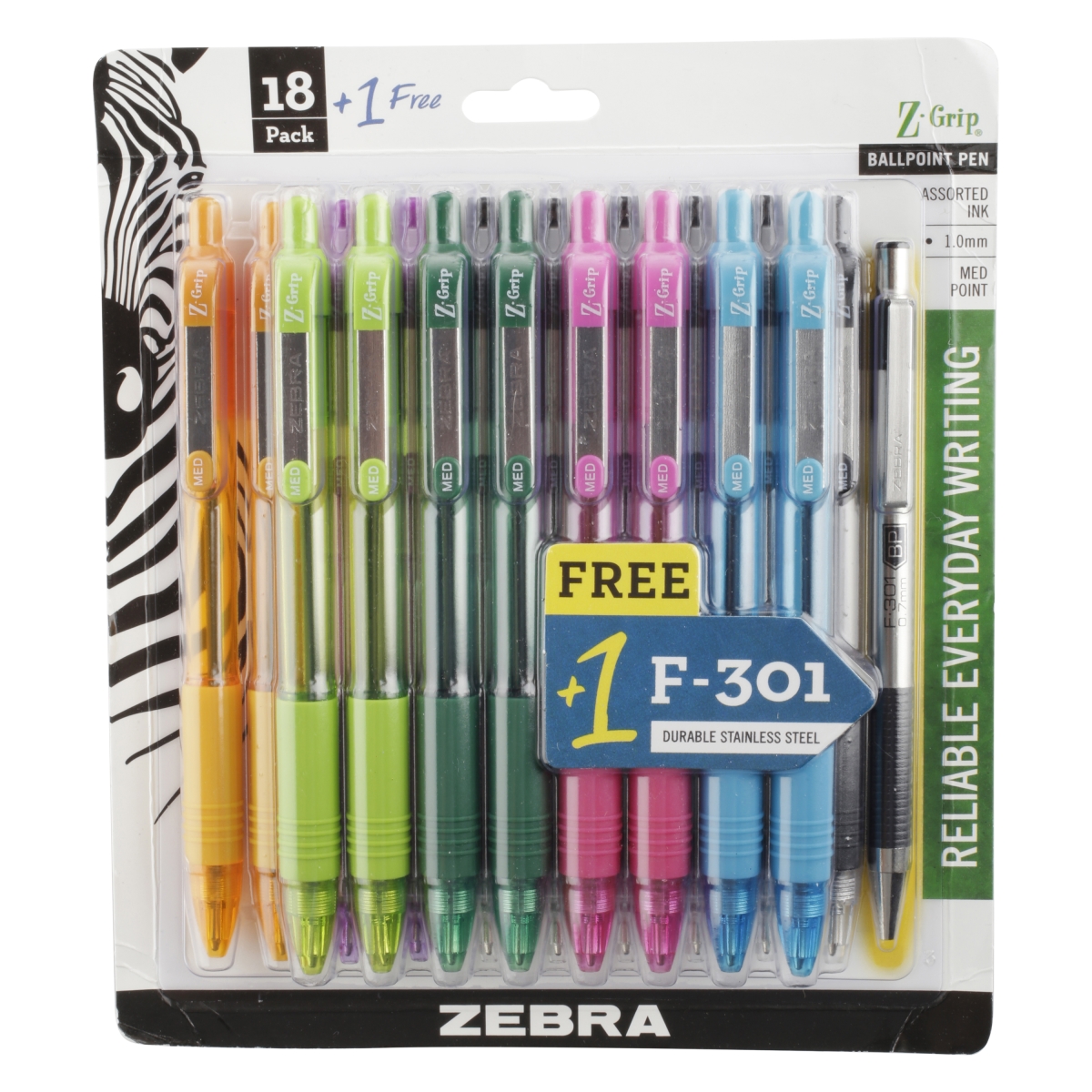 22209 1.0 Mm F301 Retractable Ballpoint Pen With Bonus, Assorted Color - 18 Per Pack - Pack Of 6