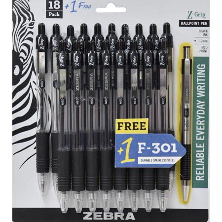 22217 1.0 Mm F-301 Retractable Ballpoint Pen With Bonus, Black - 18 Per Pack - Pack Of 6